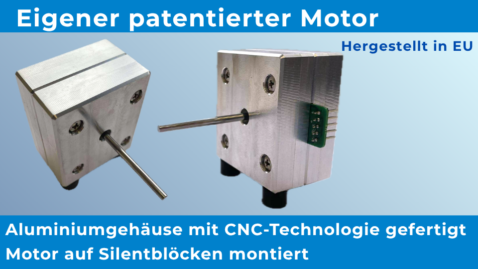 Vlastní patentovaný motor Elsymco – hliníkové pouzdro, CNC výroba, výroba EU